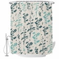 thumbnail image 1 of Teal Green Botanical Shower Curtain, Waterproof Shower Curtains for Bathroom, Rustic Country Spring Floral Summer Leaf Washable Fabric Bathtub Curtain Set Bath Decor with 12 Hooks Stall 36"x72", 1 of 8