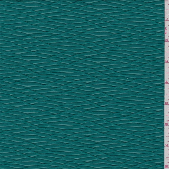 Teal Green Burnout Wave Activewear, Fabric By the Yard