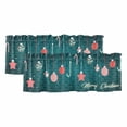 thumbnail image 1 of Teal Green Christmas Curtain Valances for Windows, Kitchen Valance Window Treatments Panel 2 Pack, Xmas Balls Star Winter Holiday Rod Pocket Short Curtains for Bathroom Bedroom 60 x 18 Inch, 1 of 8