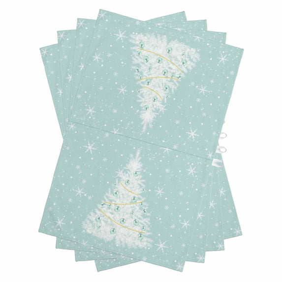 Teal Green Christmas Tree Kitchen Towels Set of 4, Water Absorbent Dish Towel, Balls Snowflake Xmas Tree Decorative Hand Towels - Quick Drying Cloth for Cooking Baking, 18x28 Inch