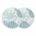 thumbnail image 1 of Teal Green Coastal Turtle Round 13 Inch Placemats Set of 2, Ocean Coral Nautical HeatResistant Non Slip Place Mats for Dining Table, Wipeable Braided Kitchen Table Mats for Housewarming, 1 of 9