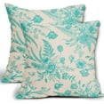 thumbnail image 1 of Teal Green Cream Flowers Pillow Covers 16x16 Inch 2 Packs Morden Teal Floral Throw Pillows Turquoise Chinoiserie Decorative Cushion Cover for Patio Furniture Sofa Bedroom Indoor/Outdoor Party, 1 of 7