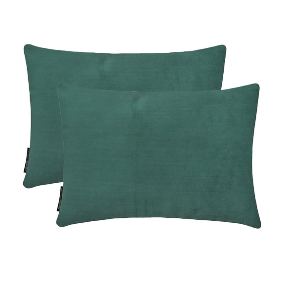 Teal Green Decorative Lumbar Pillow Cover 12"x20" | Pack of 2 Modern Velvet Oblong Cushion Cover Solid | Plain Solid Pillowcases for Bed, Couch & Sofa, Modern Home Décor - Teal Green Velvet Dream
