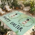 thumbnail image 1 of Teal Green Easter Outdoor Rug for Patio/Deck/Porch, Non-Slip Large Area Rug 3 x 5 Ft, Spring Bunny Eucalyptus Leaves Indoor Outdoor Rugs Washable Area Rugs, Reversible Camping Rug Carpet Runner, 1 of 8