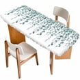 thumbnail image 1 of Teal Green Eucalyptus Leaves Table Cloths for 8 Foot Rectangle Tables, Spring Plants Leaves Country Patio Waterproof Elastic Fitted Tablecloths, Washable Rectangular Table Cover for Camping, 1 of 8