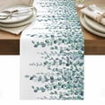thumbnail image 1 of Teal Green Eucalyptus Leaves Table Runner - 90 Inch Long, Kitchen Dining Table Runner Dresser Scarves, Spring Plants Leaves Country Farmhouse Decor for Coffee Tables Wedding Party Banquet, 1 of 8
