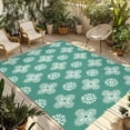 thumbnail image 1 of Teal Green Floral Outdoor Rug 6x9 Ft - Reversible Patio Rug Outdoor Camping Rugs, Spring Flowers Modern Abstract Art Farmhouse Indoor Outdoor Area Rugs, Non-Slip Outdoor Carpet Runner for Deck/Porch, 1 of 8