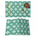 thumbnail image 1 of Teal Green Floral Placemats Set of 12, Spring Flowers Modern Abstract Art Farmhouse Placemats for Dining Table, Place Mats for Kitchen Tabletop, Waterproof Wipeable Dining Table Mats Set, 1 of 9
