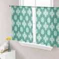 thumbnail image 1 of Teal Green Floral Sheer Curtains 45 Inch Length 2 Panels Set Window Treatments, Spring Flowers Modern Abstract Art Farmhouse Rod Pocket Semi Curtains for Living Room/Bedroom/Kitchen, 104"W x 45"L, 1 of 7