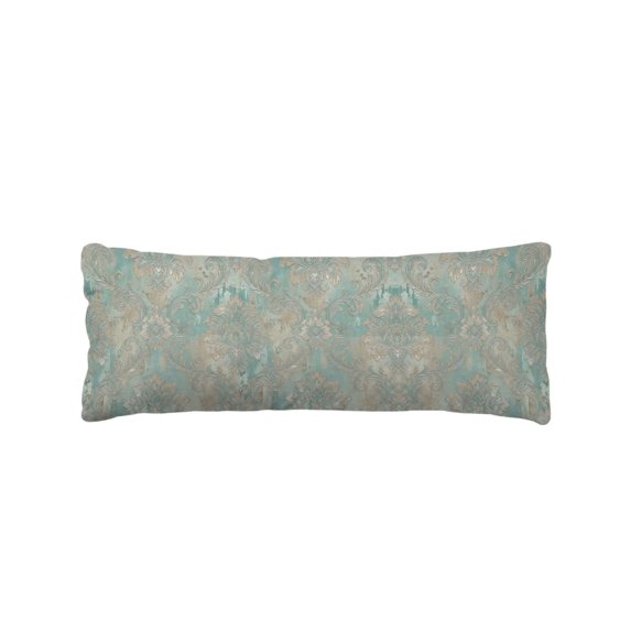 Teal Green Flower Body Pillow Cover 20 x 60 Inch Decorative Pillow Cover Abstract Floral Leaf Boho Vintage Lumbar Pillowcase Seasonal Rectangle Cushion Case for Couch Sofa Bed Living Room