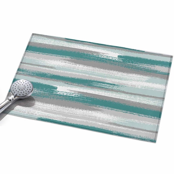 Teal Green Grey Lines 2x3ft Non Slip Area Rug Abstract Mottled Paints Graffiti Texture Washable Soft Area Rugs for Living Room, Indoor Circle Carpet for Bedroom Dining Room Kitchen