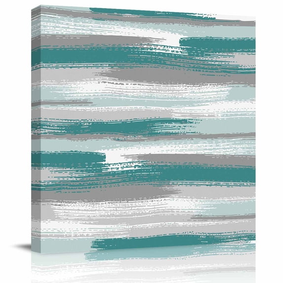 Teal Green Grey Lines Framed Canvas Wall Art, Abstract Mottled Paints Graffiti Texture Wall Art Painting for Living Room Bedroom Home Decor, 28”x28”, Office Artwork Print