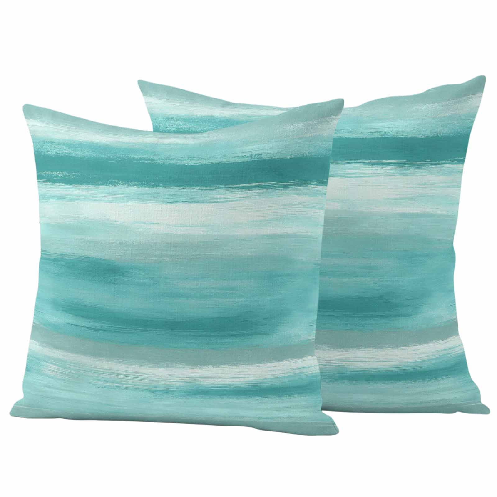 Teal Green Grey Outdoor Waterproof Pillow Covers, Abstract Art Oil Painting Turquoise Ombre Decorative Square Throw Pillowcase Sofa Cushion Sham for Patio/Couch/Chair, 20"x20" 2 Pack