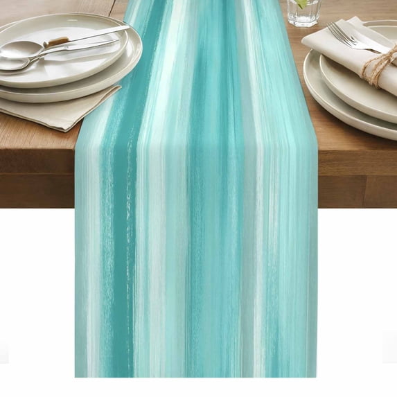 Teal Green Grey Table Runner Abstract Art Oil Painting Turquoise Ombre Tablerunners 13 x 108 Inch, Table Decorations Tabletop Scarf for Summer Gathering Holiday Farmhouse Kitchen Dining Decor