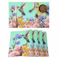 thumbnail image 1 of Teal Green Hummingbirds Placemats Set of 4, Spring Watercolor Flowers Plant Placemats for Dining Table, Place Mats for Kitchen Tabletop, Waterproof Wipeable Dining Table Mats Set, 1 of 9