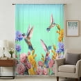 thumbnail image 1 of Teal Green Hummingbirds Sheer Curtains 54 Inches Long, Spring Flowers Plant Light Filering Curtains, Breathable Simi Curtain Privacy Drapes for Kitchen Bathroom Lightweight Small Window Treatment, 1 of 9