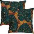 thumbnail image 1 of Teal Green Leaf Pillow Covers 18X18 Inch Summer Tropical Monstera Leaves Plant Decorative Pillow Cases Set of 2 Botanical Cotton Linen Throw Pillows Modern Home Decor For Sofa Couch Cushion Outdoor, 1 of 6