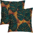 thumbnail image 1 of Teal Green Leaf Pillow Covers 20X20 Inch Summer Tropical Monstera Leaves Plant Decorative Pillow Cases Set of 2 Botanical Cotton Linen Throw Pillows Modern Home Decor For Sofa Couch Cushion Outdoor, 1 of 6