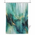 thumbnail image 1 of Teal Green Marble Shower Curtain, Abstracts Glod Ombre Stone Crack Texture Waterproof Shower Curtain Set with 12 Hooks Lightweight Bath Curtains Fabric Bathroom Decor 72x72 Inches, 1 of 9