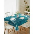 thumbnail image 1 of Teal Green Ocean Shark Tablecloth Rectangle Table Cloth 52x70,Waterproof Outdoor Table Cloth Covers Decorative Table Protector,Coastal Wave Summer Beach Washable Table Cover for Kitchen Dinning Party, 1 of 8