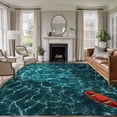 thumbnail image 1 of Teal Green Ocean Waves Area Rugs 6'x9', Washable Small Throw Rugs for Kitchen Dining room, Red Boat Coastal Indoor Outdoor Rug Non-Slip Low Pile Carpet Runner Reversible Floor Mats, 1 of 8