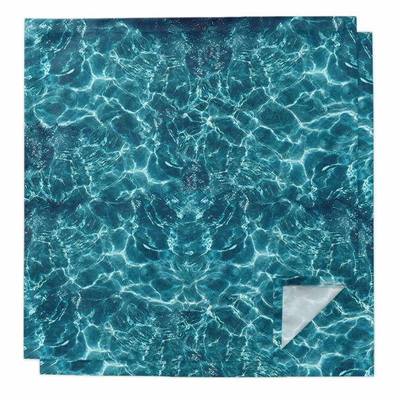 Teal Green Ocean Waves Cloth Napkins, Summer Sea Pool Washable and Reusable Dinner Napkins Set of 2, Table Napkin for Kitchen Party Birthday Wedding Hotel Housewarming 20"x20"
