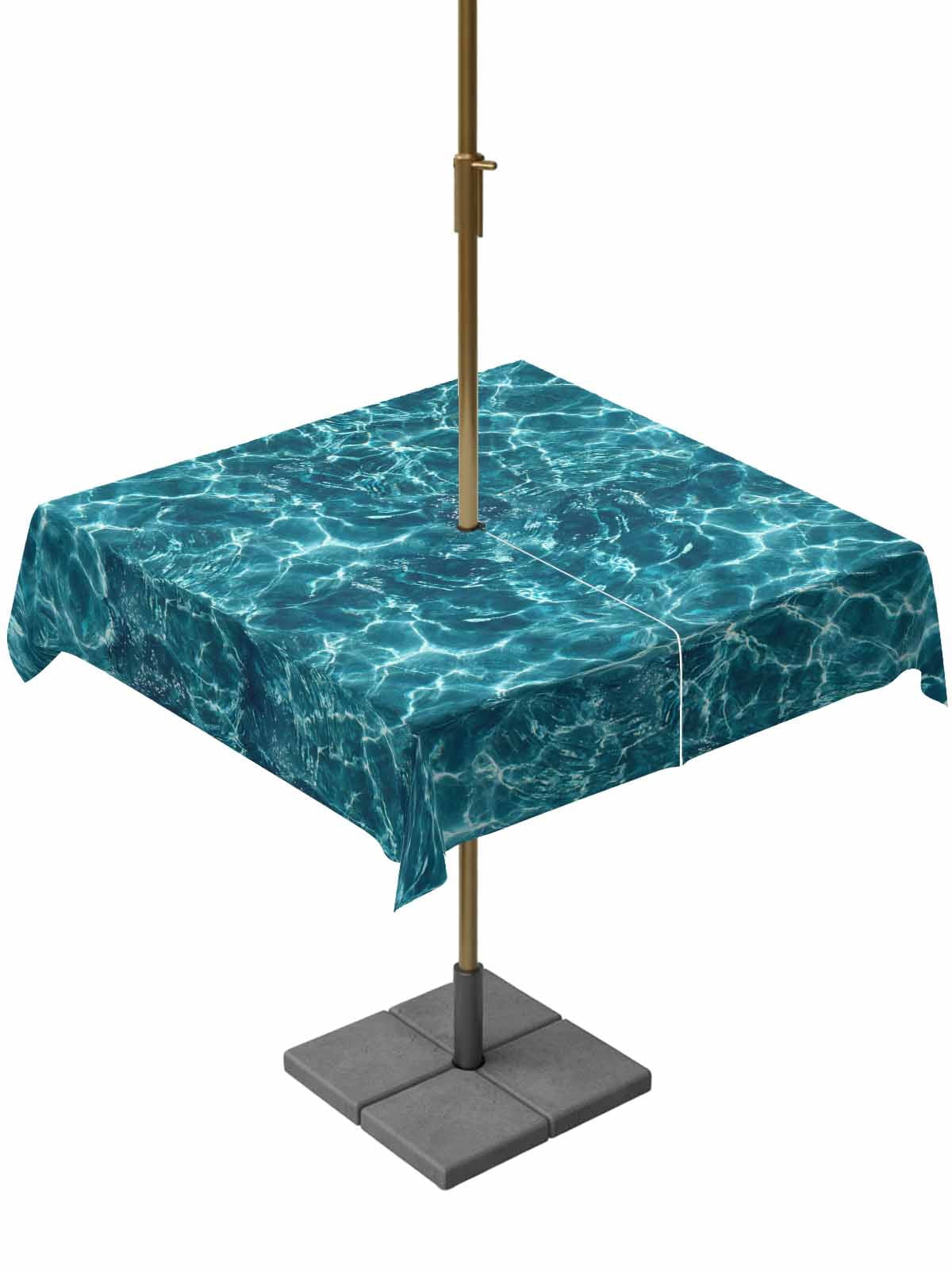 Pool Table Tablecloth Teal Green Ocean Waves Outdoor Tablecloth - 60x60 Inch Square Dining ...