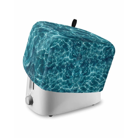 Teal Green Ocean Waves Small Toaster Cover 2 Slice, Kitchen Appliance Covers, Summer Sea Pool Toaster Oven Cover with Loop, Bread Machine Cover Polyester Dust Cover Protection