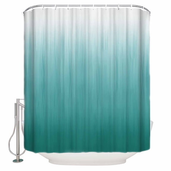 Teal Green Ombre Bathroom Shower Curtains with 12 Hooks Polyester Waterproof Shower Curtain for Stalls and Bathtubs Contemporary Gradient Abstract Art Decorative Bathroom Privacy Curtain 72x72 Inches