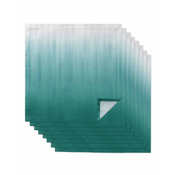 Teal Green Ombre Cloth Napkins Set of 8 Reusable Dinner Napkins, Contemporary Gradient Abstract Art Cocktail Napkin Washable Table Napkins for Wedding/Holiday Party/Baby Shower 20"x20"