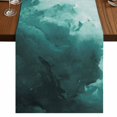 thumbnail image 1 of Teal Green Ombre Clouds Burlap Cotton Table Runner 13x70 Inches Long, Modern Abstract Gradient Cloud Farmhouse Table Runners, Outdoor Dining Tablecloths Decor for Baby Shower/Party/Wedding, 1 of 8