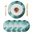 thumbnail image 1 of Teal Green Ombre Clouds Round 15 Inch Placemats Set of 4, Modern Abstract Gradient Cloud HeatResistant Non Slip Place Mats for Dining Table, Wipeable Braided Kitchen Table Mats for Housewarming, 1 of 9