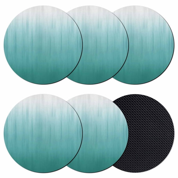Teal Green Ombre Coasters Set of 6, Absorbent Coasters for Drinks, Contemporary Gradient Abstract Art Coaster for Desk Coffee Table Protection, Home Decor House Warming Gifts 4"