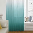 thumbnail image 1 of Teal Green Ombre Semi Sheer Curtains Drapes for Living Room, Bedroom, French Doors Window 63 Inches Long, Contemporary Gradient Abstract Art Rod Pocket Chiffon Curtain Drapery Voile Draperies Panel, 1 of 8