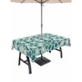thumbnail image 1 of Teal Green Outdoor Tablecloth - 54x80 Inch Rectangle Dining Table Cover, Vintage Abstract Geometric Texture Waterproof Outdoor Table Cloth with Umbrella Hole & Zipper for Picnic/Patio/Party, 1 of 7