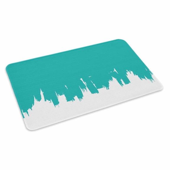 Teal Green Painting Doormat Abstract Art Teal Painting Non Slip Low Profile Rubber Door Mat Washable Absorbent Indoor Front Door Mat Entryway Rug Entrance Carpet 24x36 Inch