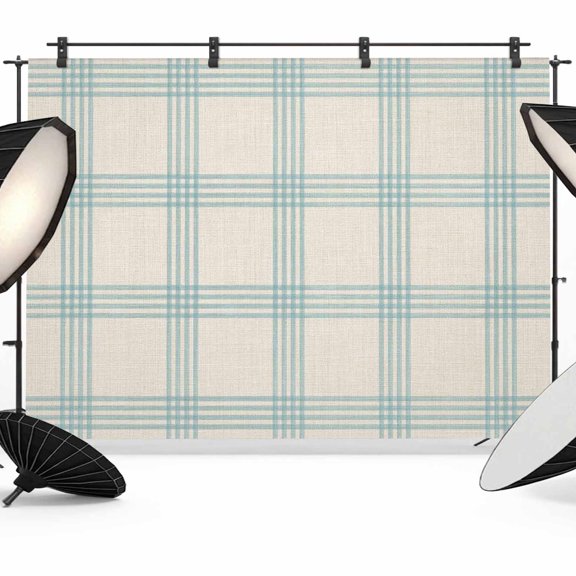 Teal Green Plaid Backdrop for Photography, Beige Boho Checkered Linen Texture Photo Backdrop Portrait Background Party Banner Photo Backgrounds for Studio Booth Props, 7x5ft