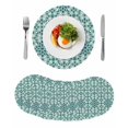 thumbnail image 1 of Teal Green Round 15 Inch Placemats Set of 8, Vintage Abstract Geometric Texture HeatResistant Non Slip Place Mats for Dining Table, Wipeable Braided Kitchen Table Mats for Housewarming, 1 of 9