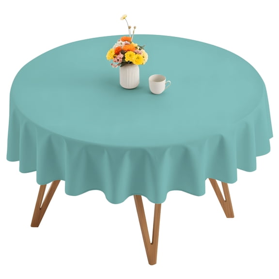 Teal Green Round Tablecloth 54 inches Tropical Teal Color Solid Background Rustic Farmhouse Waterproof Oil-Proof Table Cloth Round Table Cover for Holiday Party Picnic Dinner Decor Indoor Outdoor Use