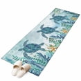 thumbnail image 1 of Teal Green Sea Turtle Large Area Rugs for Bedroom Living Room, Soft Non Slip Carpet Bedside Rug, Coastal Summer Beach Seaweed Rectangular Floor Cover Kitchen Accent Rug 2'x6' for Dining Room/Office, 1 of 9