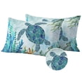 thumbnail image 1 of Teal Green Sea Turtle Outdoor Pillow Covers 20x12 Set of 2,Waterproof Patio Throw Pillowcase Protectors,Coastal Summer Beach Seaweed Lumbar Decorative Pillow Shams Cushion Covers for Seat Bed Couch, 1 of 8