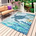 thumbnail image 1 of Teal Green Sea Turtle Outdoor Rug for Patio/Deck/Porch, Non-Slip Large Area Rug 4 x 6 Ft, Coastal Summer Beach Seaweed Indoor Outdoor Rugs Washable Area Rugs, Reversible Camping Rug Carpet Runner, 1 of 8