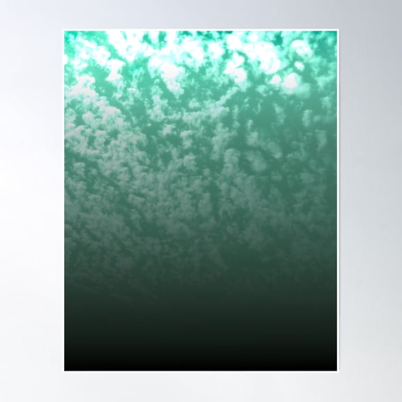 Teal Green Sky And Clouds Poster Wall Art, Modern Wall Decor, 16x24 UNFRAMED