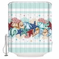 thumbnail image 1 of Teal Green Starfish Bathroom Shower Curtains with 12 Hooks Polyester Waterproof Shower Curtain for Stalls and Bathtubs Summer Coral Beach Conch Coastal Decorative Bathroom Curtain 72x96 Inches, 1 of 9