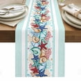 thumbnail image 1 of Teal Green Starfish Table Runner - 36 Inch Long, Kitchen Dining Table Runner Dresser Scarves, Summer Coral Beach Conch Coastal Farmhouse Decor for Coffee Tables Wedding Party Banquet, 1 of 8