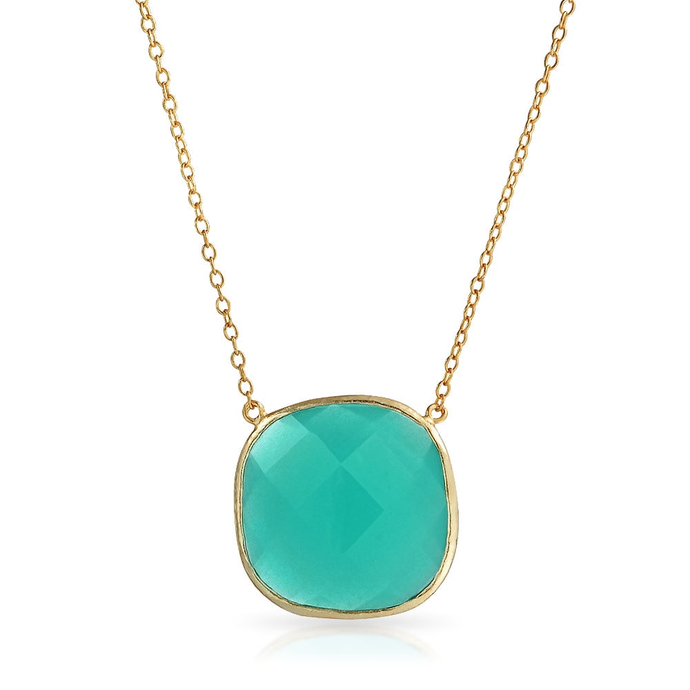 Gold Tone Green Stone Slide Necklace - Ruby Lane