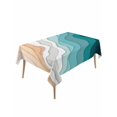 thumbnail image 1 of Teal Green Table Cloth, Geometric Brown White Beach Waves Gradient Waterproof Tablecloth for Rectangle Tables, Reusable Washable Fabric Table Cover for Restaurant Kitchen Dining Tables 60"x120", 1 of 6