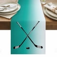 thumbnail image 1 of Teal Green Table Runner - 60 Inch Long, Kitchen Dining Table Runner Dresser Scarves, Gradient Simple Ice Hockey Sport Game Farmhouse Decor for Coffee Tables Wedding Party Banquet, 1 of 8