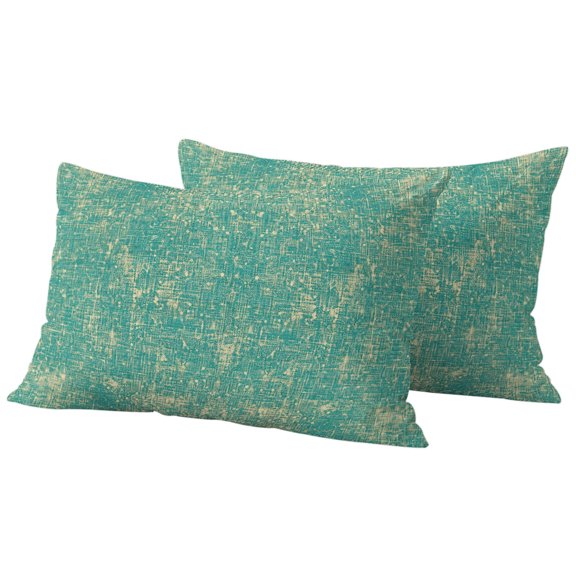 Teal Green Terracotta Splatter Outdoor Waterproof Pillow Covers, Boho Mottled Vintage Rustic Decorative Rectangle Throw Pillowcase Sofa Cushion Sham for Patio/Couch/Chair, 20"x12" 2 Pack