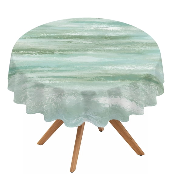Rustic Textured Abstract Teal Green Texture Round Tablecloth 60 Inch - Waterproof Fabric Table ...